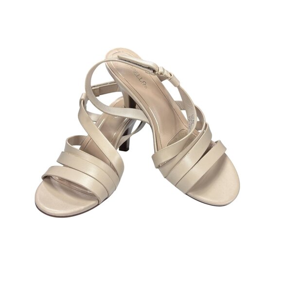 Marbella Womens Beige Strappy Heels Size 8M Open Toe Sandals With Buckle Strap - Picture 1 of 7